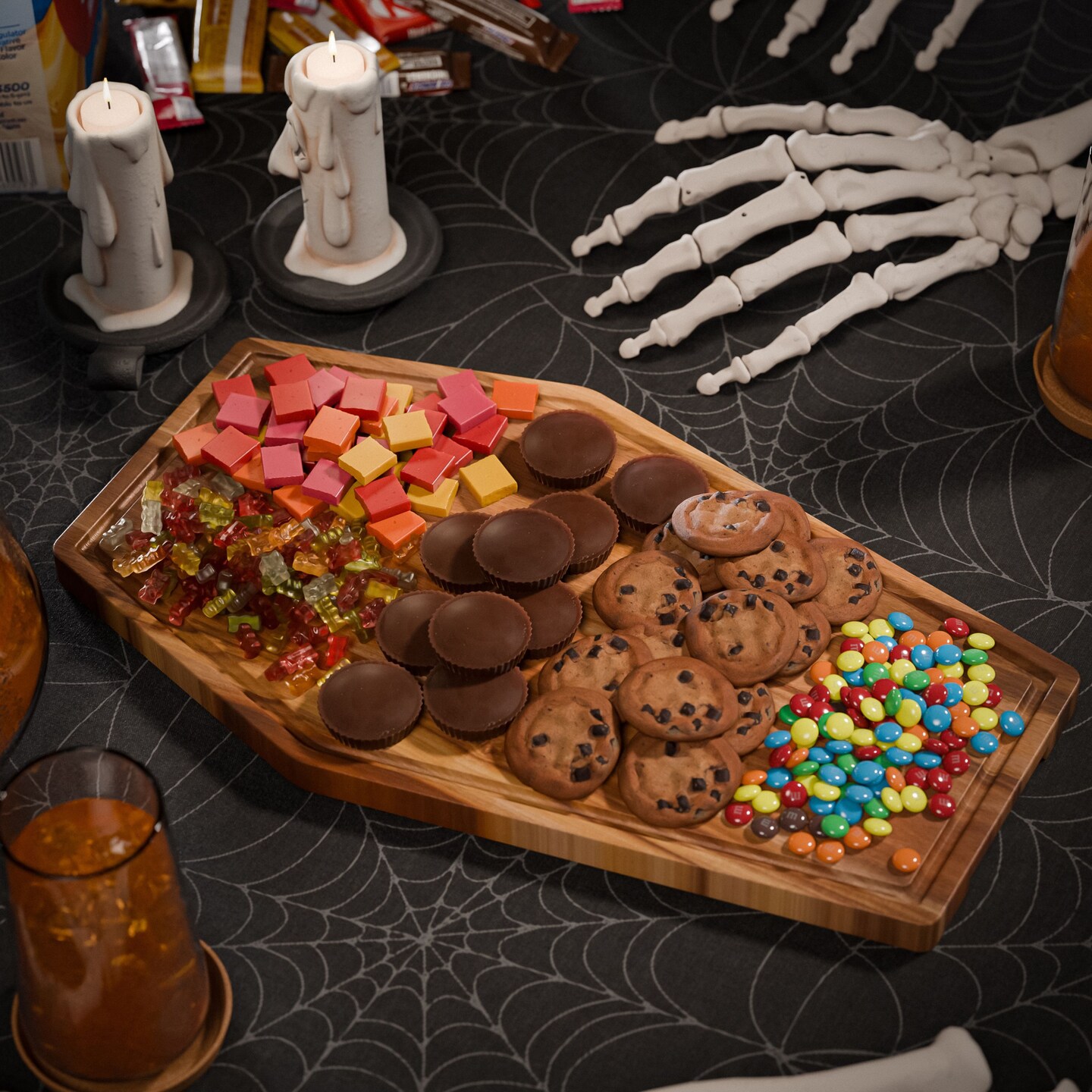 Large Coffin Charcuterie Board - Gothic Acacia Wood Coffin Shaped Cutting Board 17x10.5inch, Halloween Wooden Serving Tray, Goth Platter, Spooky Decor Gifts