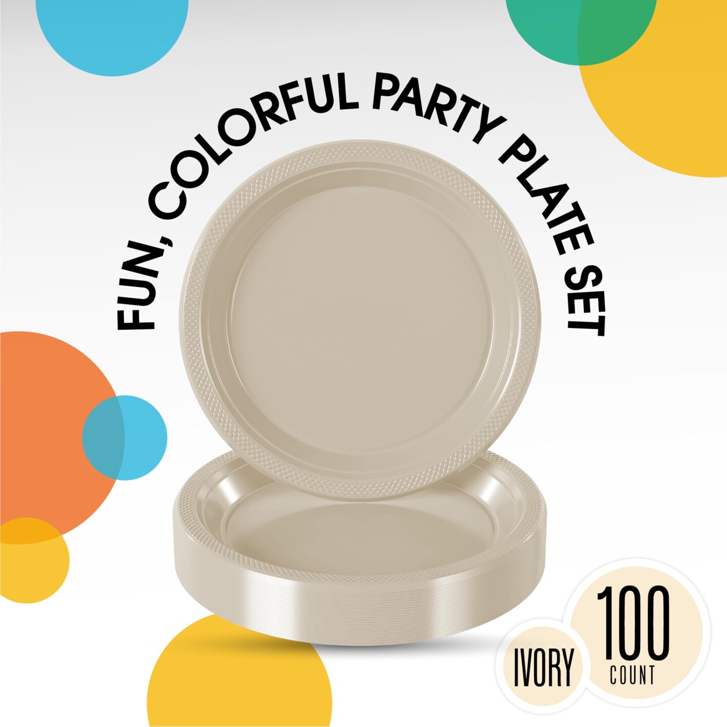 Party Solids Plastic Plates For Party Disposable Plates Heavy Duty Supplies 100 Pcs Plastic Dinnerware Sets Heavy Duty 350 GSM Disposable Dinnerware Set by Exquisite