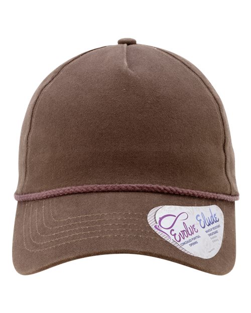 Infinity Her&#xAE; Womens Washed Five Panel Rope Cap with Concealed Ponytail Opening and Breathable Sweatband
