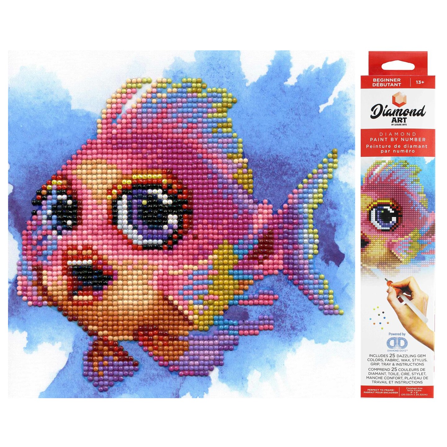 Diamond Art By Leisure Arts Flirty Fish, 8"X8", Beginner Diamond Painting Kits For Adults, Art For Adults, Kit, Painting