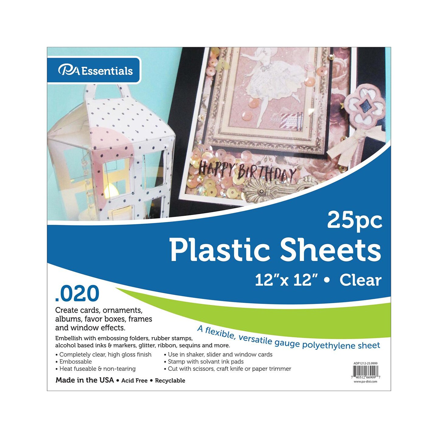 Plastic Sheet 12x12 .020&#x22; 25pcPk Clear