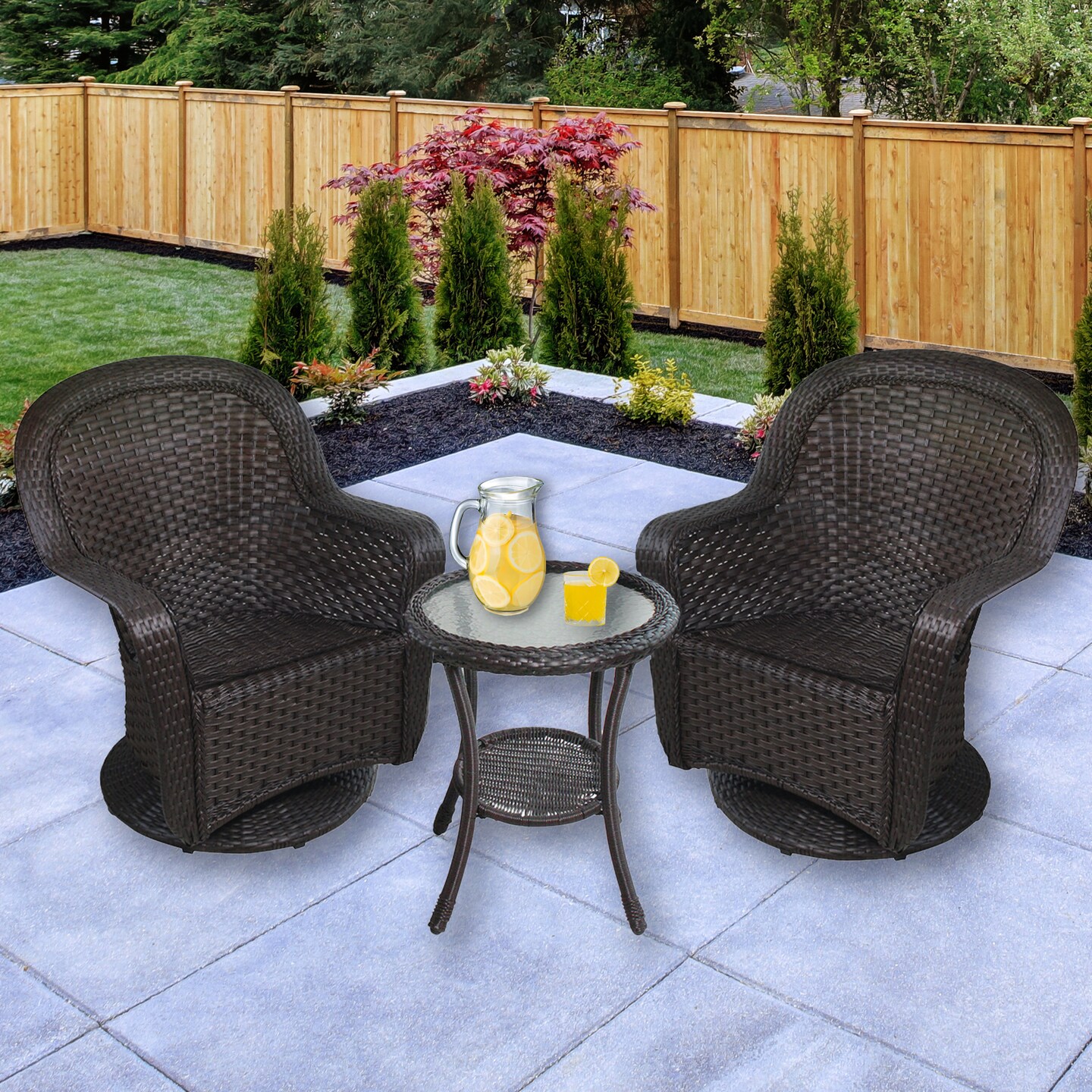 Northlight 3pc Resin Wicker Outdoor Patio Furniture Set - 35&#x22; - Brown