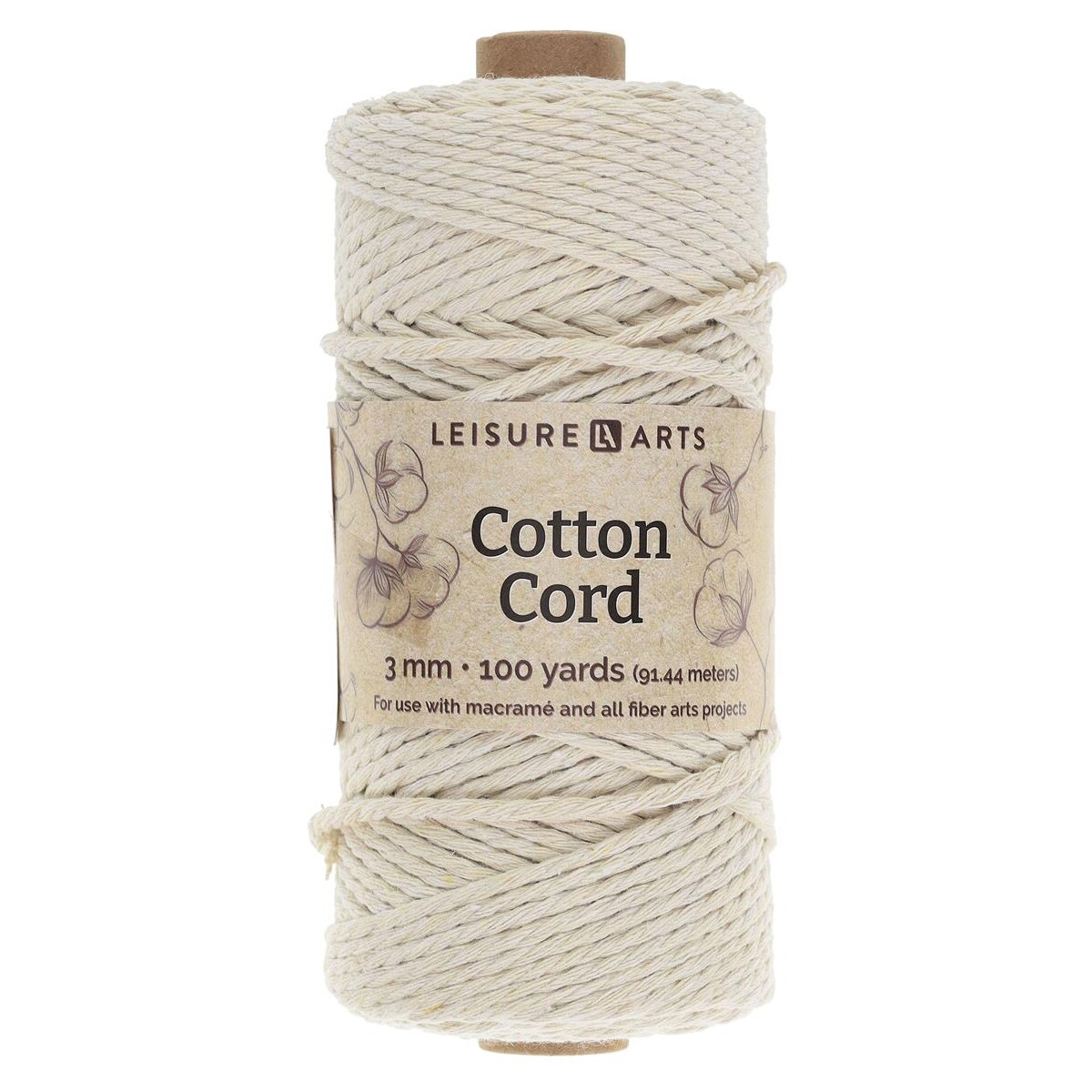 Essentials By Leisure Arts Macrame Cotton Cord 3Mm 100Yd Natural, Macrame Cord, Supplies, Cotton Rope, Cord 3Mm, Yarn, Cord, Craft