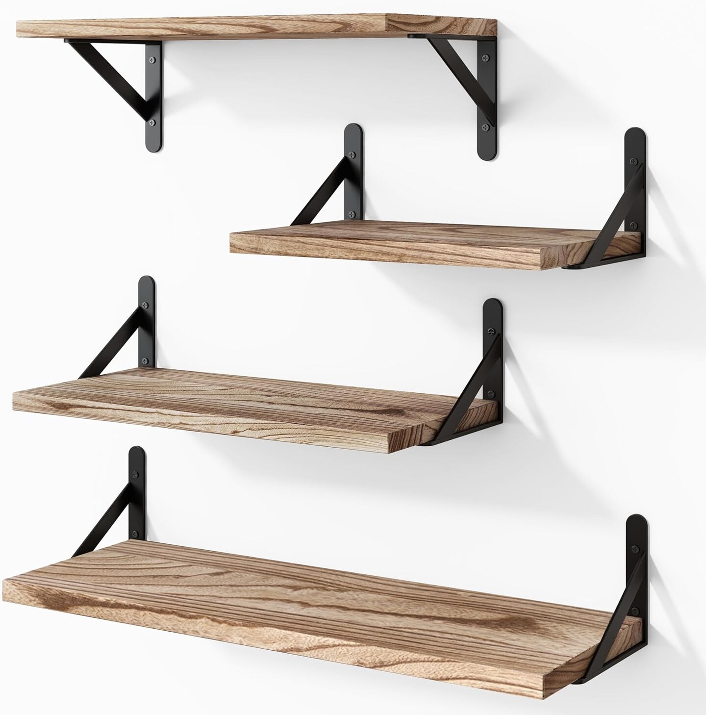 Floating Shelves for Wall Different Sizes Farmhouse Wall Shelf for Bedroom, Bathroom Shelves for Storage, Hanging Shelves for Living Room, Wood Floating Shelf for Kitchen Decor(Set of 4)