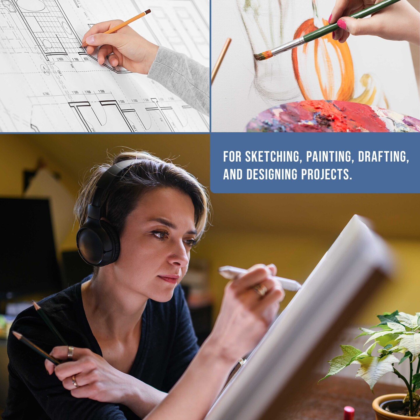X-Large 26" x 21" Wooden Drawing Board, Adjustable Table Top Easel for Painting and Drawing - Drafting Board with T-Square, Pencil Ledge