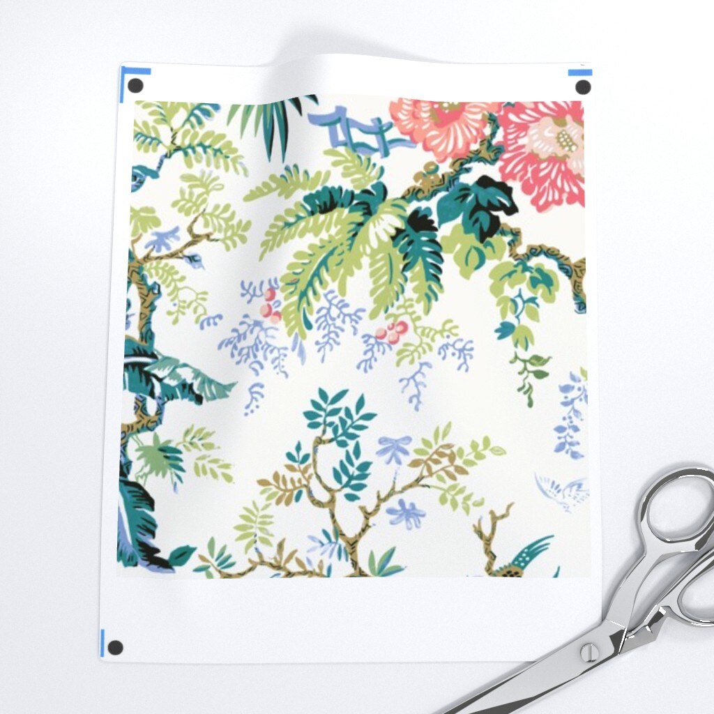Chinoiserie Preppy Pagoda Grandmillennial Classic Traditional Custom Printed Fabric by Spoonflower Various Fabrics by the Yard or Fat Quarter