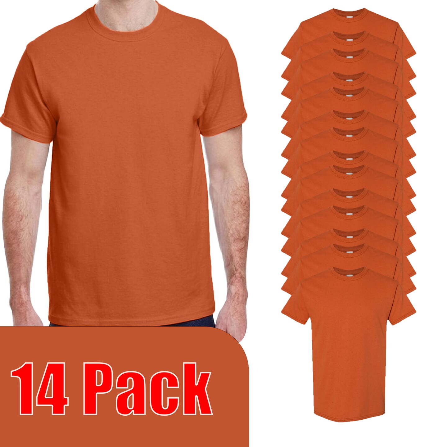 Gildan Heavy Cotton Short Sleeve T-Shirt Pack for Cricut, Texas Orange Crewneck Tee (S–5XL)