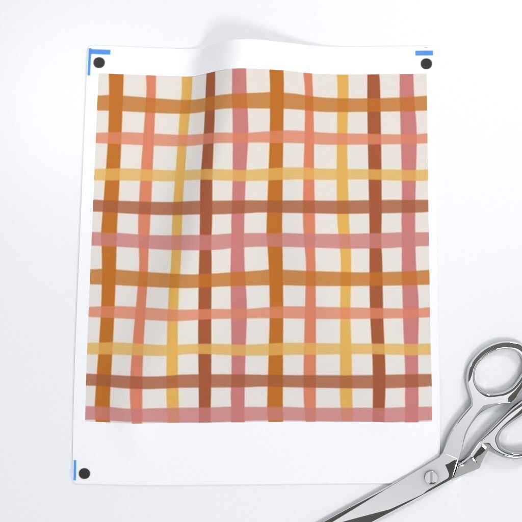 Retro Geometric Plaid Warm Colors Vintage 70S Orange Pink Yellow Lilnes Custom Printed Fabric by Spoonflower Various Fabrics by the Yard or Fat Quarter