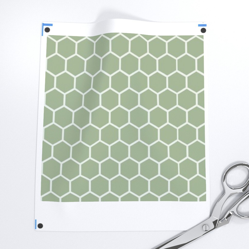 Sage Green Neutral Graphic Shapes Minimalist Honeycomb Custom Printed Fabric by Spoonflower Various Fabrics by the Yard or Fat Quarter