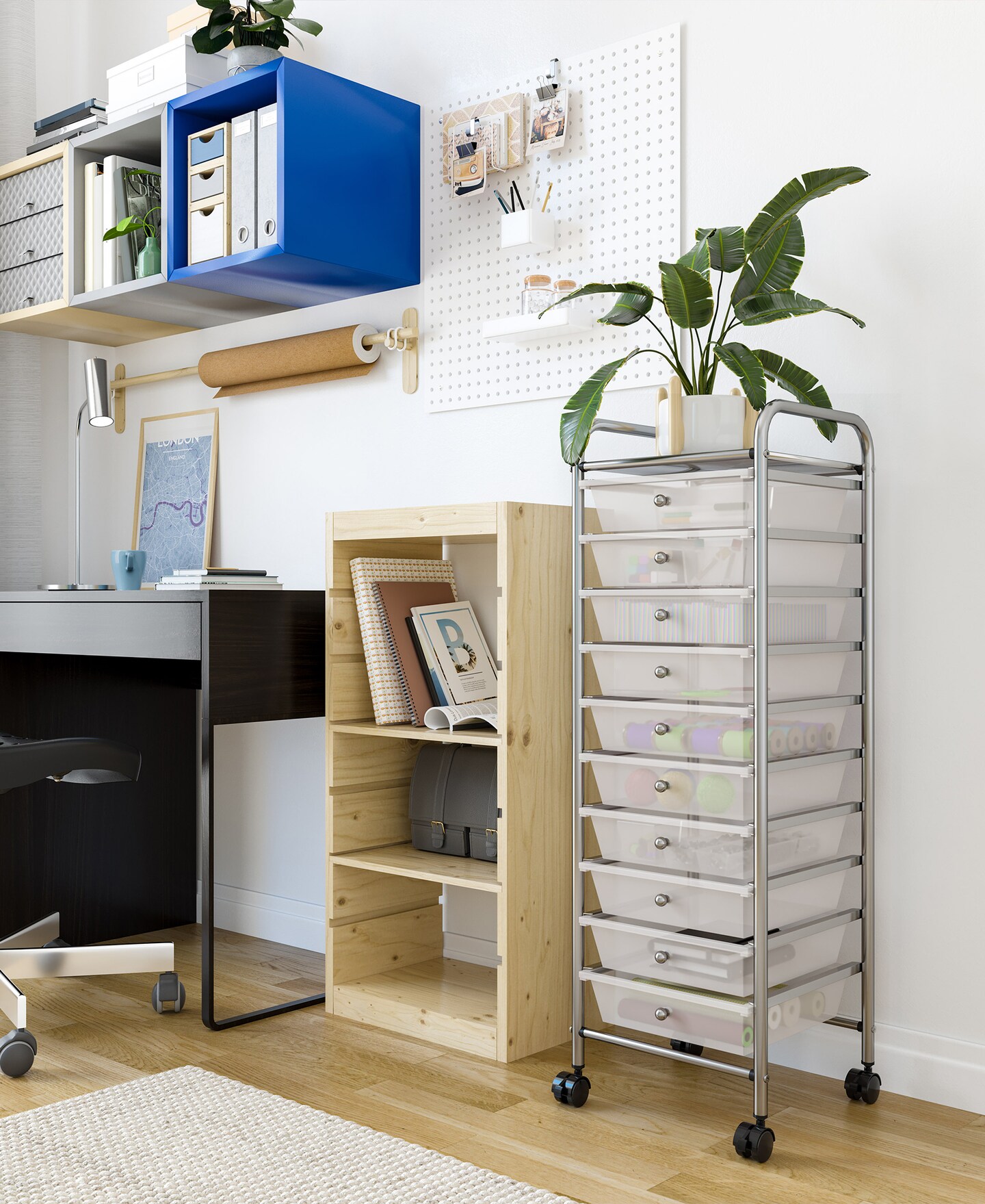Seville Classics 10-Drawer Organizer Cart, 12.8