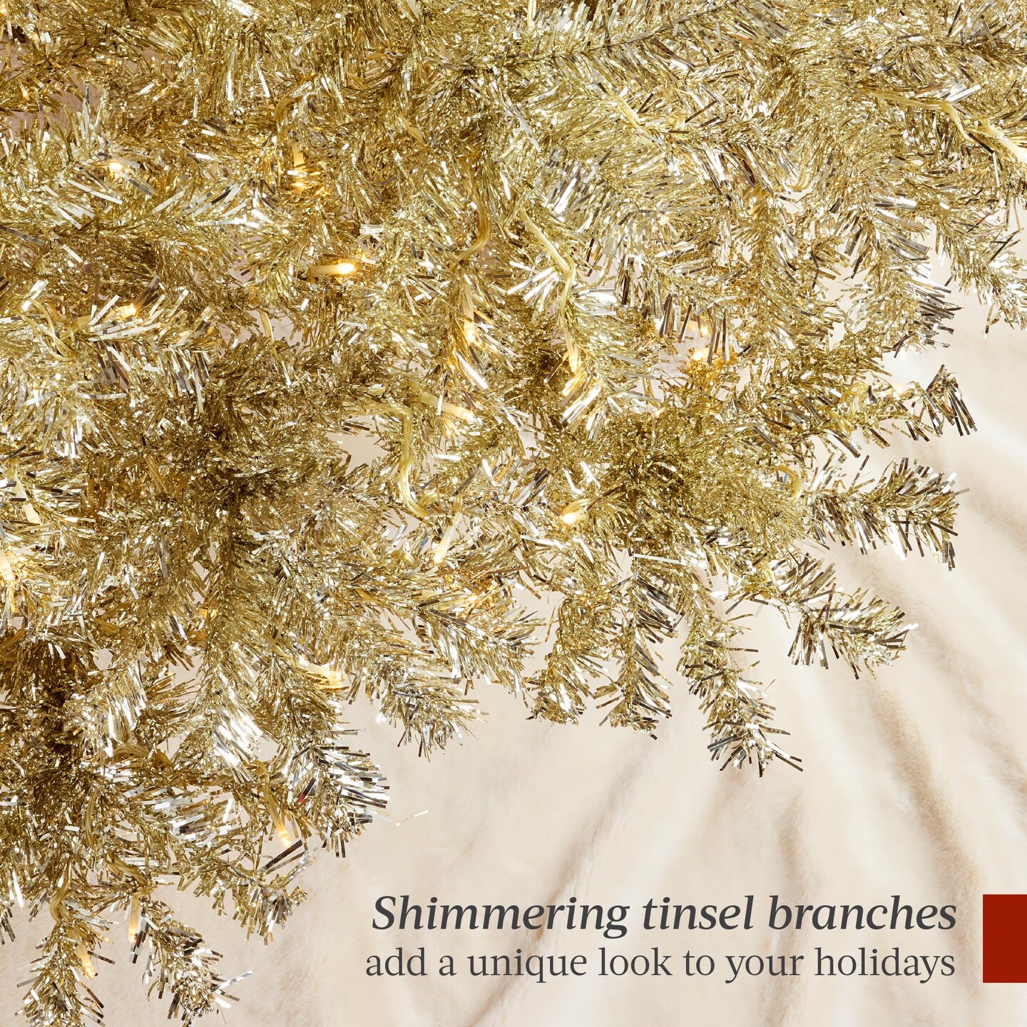 Best Choice Products Artificial Tinsel Christmas Tree - Champagne Gold