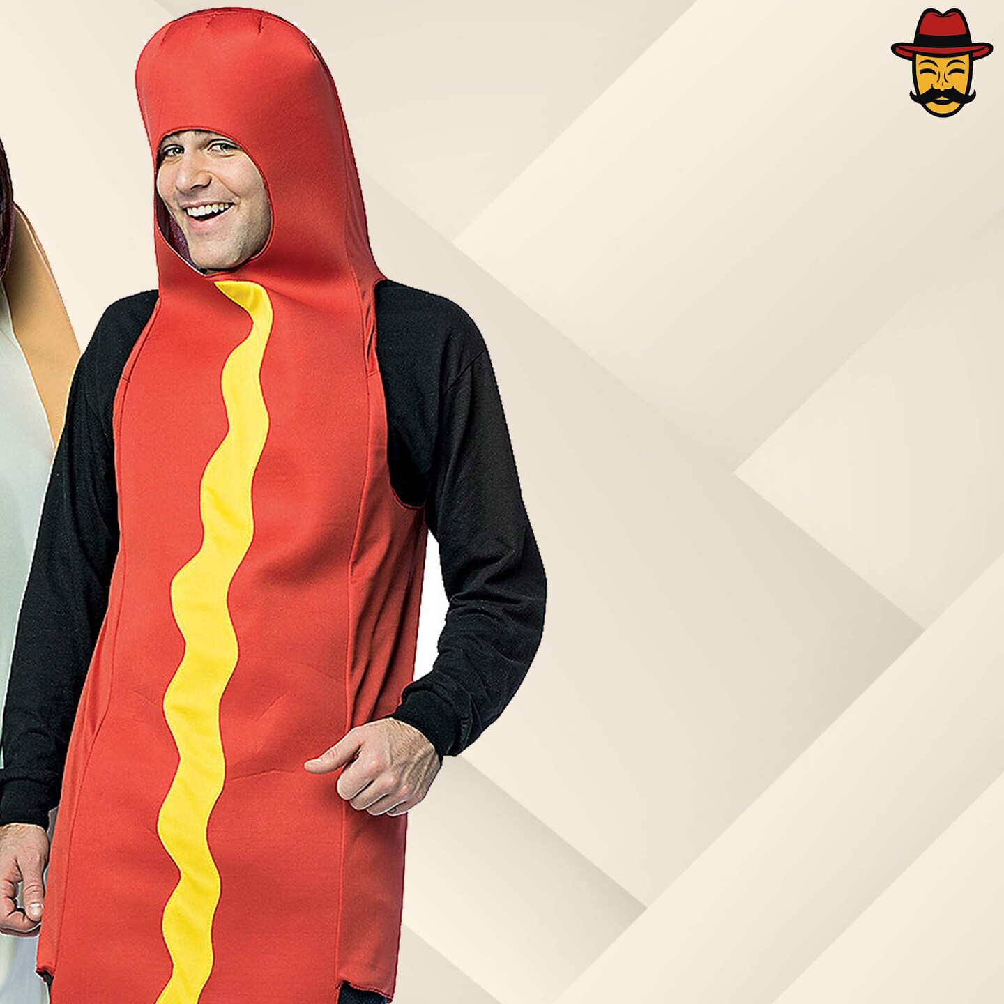Hot Dog and Bun Couples Costume Set Funny Food Tunics Halloween Party Outfit