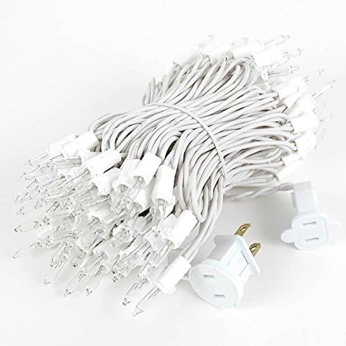 Holiday Pride 100-Count Clear White Christmas String Lights – 24 Ft Indoor/Outdoor Plug-In Lights on White Wire, Static & Flashing Modes, UL Listed, Connectable, Replacement Bulbs Included (White)
