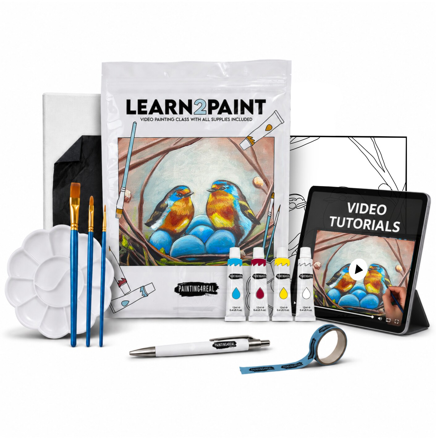 Michaels, Nesting Birds Paint by Video Class Kit for Adults with Video Tutorials, Learn to Paint Nesting Birds, How to Paint with Acrylic Paint Sets for Adult, 9 Peices Art Set & Painting Supplies Gifts for Mom – Category: Canvas Painting Kits