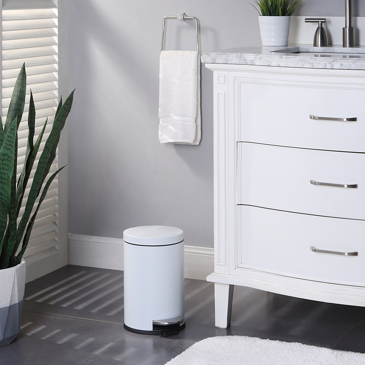 4.5 Liter(1.2 Gallon) Small Round Trash Can with Plastic Inner Bucket