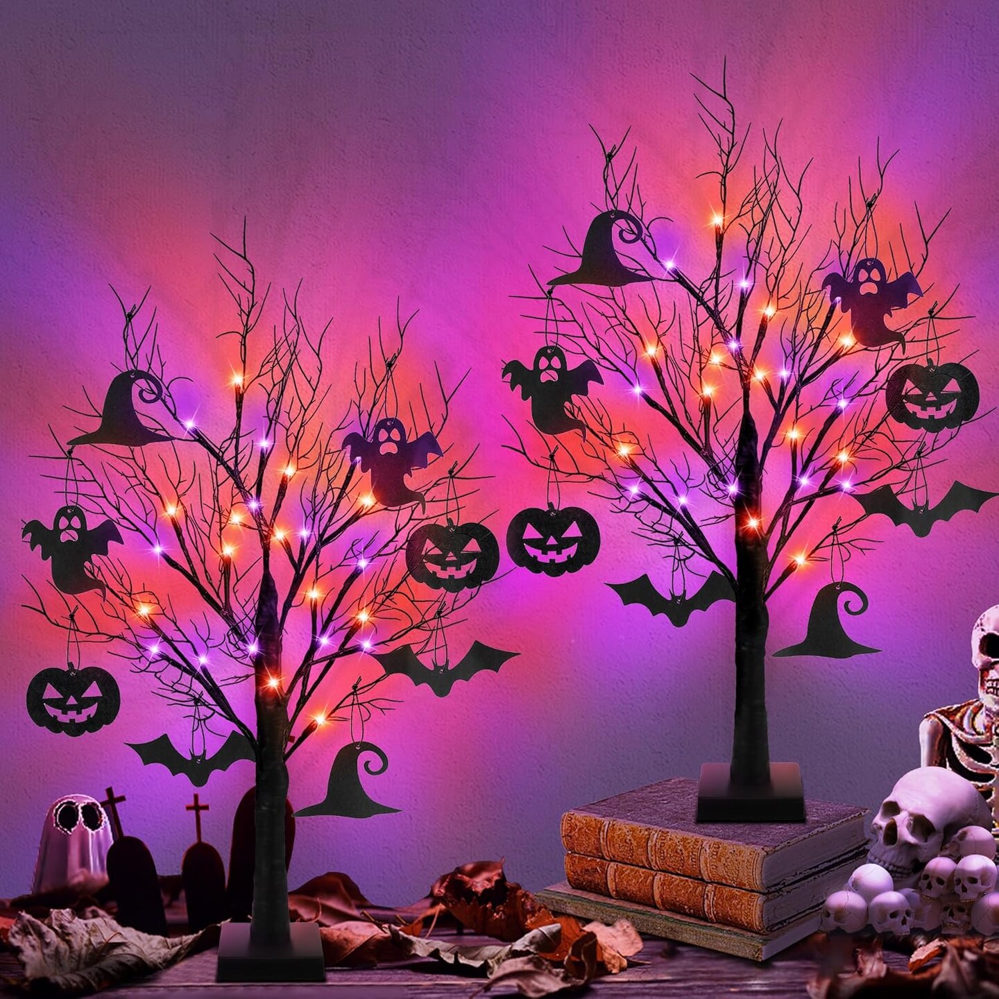 2 Pack 24 Inch Halloween Decorations Indoor (Black) 0.1"D x 0.1"W x 0.3"H