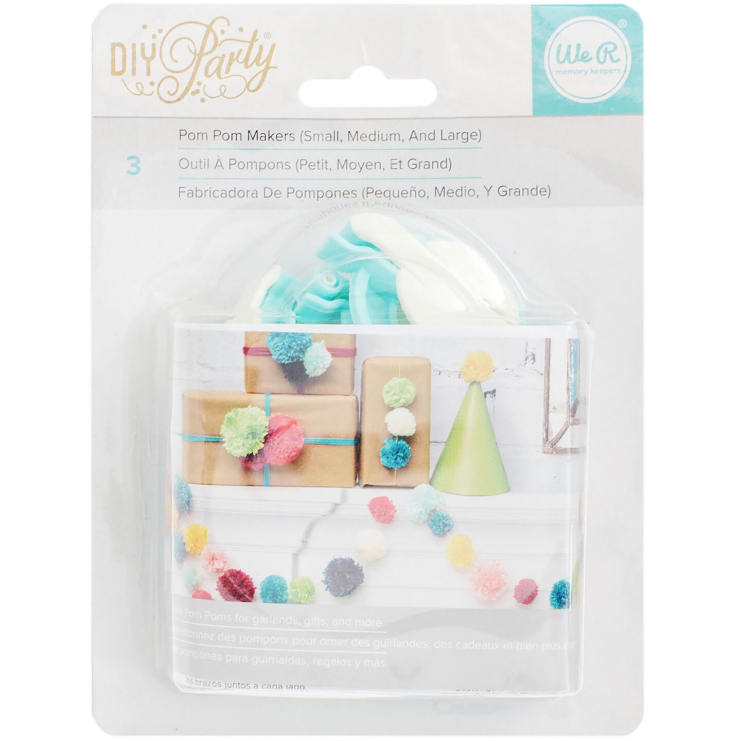 We R DIY Party Pom Pom Maker 3/Pkg-Small, Medium &#x26; Large