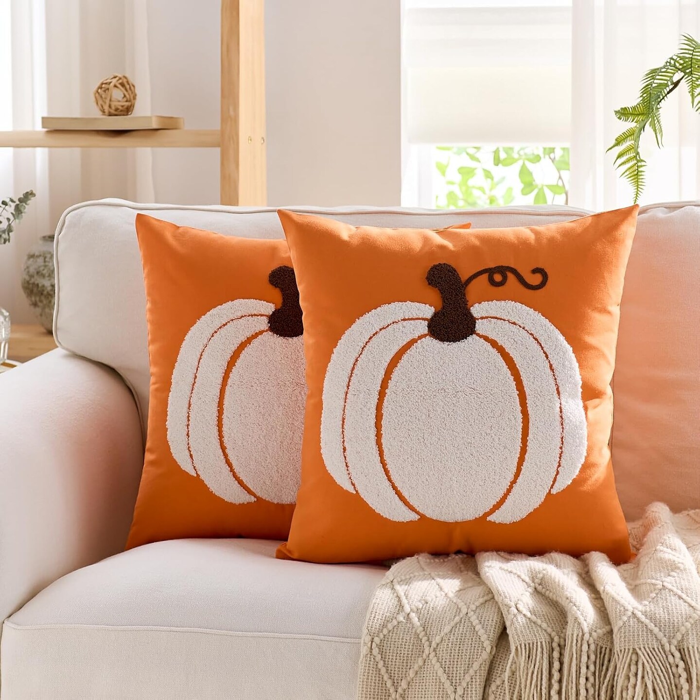 Set of 2 Fall Pillow Covers 20x20 Inch