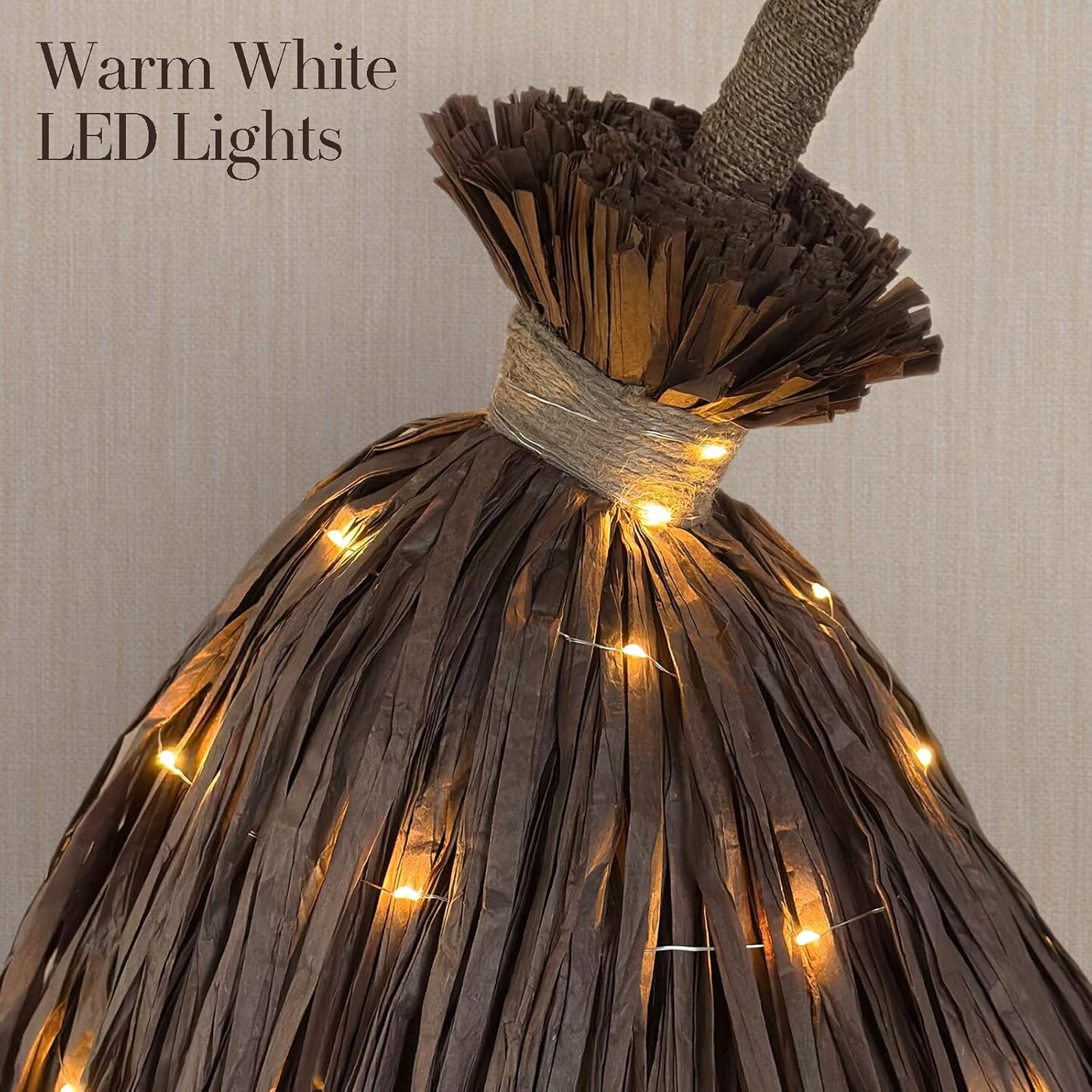 Fall Decor for Home - 5.2 Ft Giant Light-Up Witches Broom