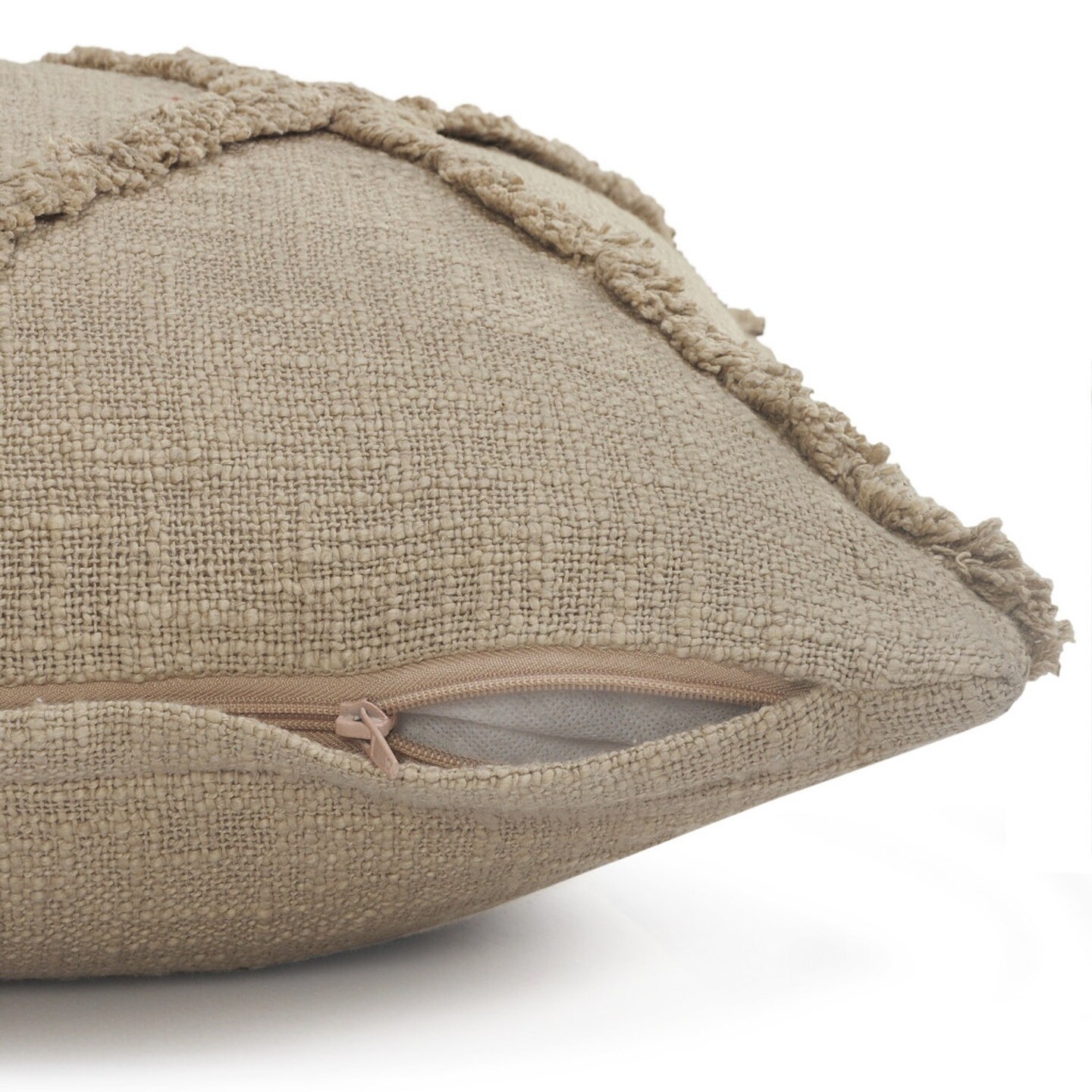 Edge Collections - 20" x 20" - Brown - Textured Decorative Throw Pillow with Zipper - 1 Piece