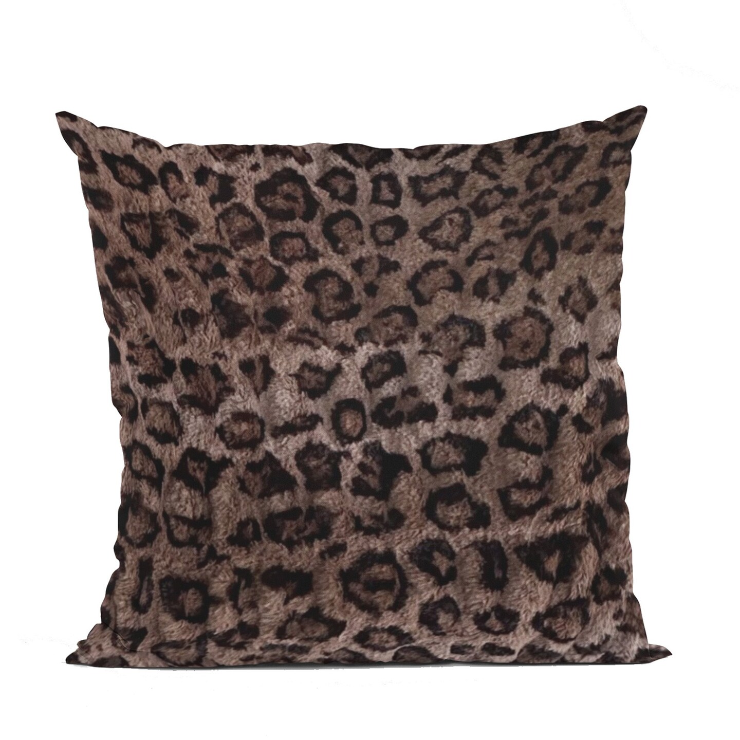 Edge Collections - Double sided  20&#x22; x 20&#x22; - Brown - Luxurious Leopard Print Throw Pillow - 1 Piece
