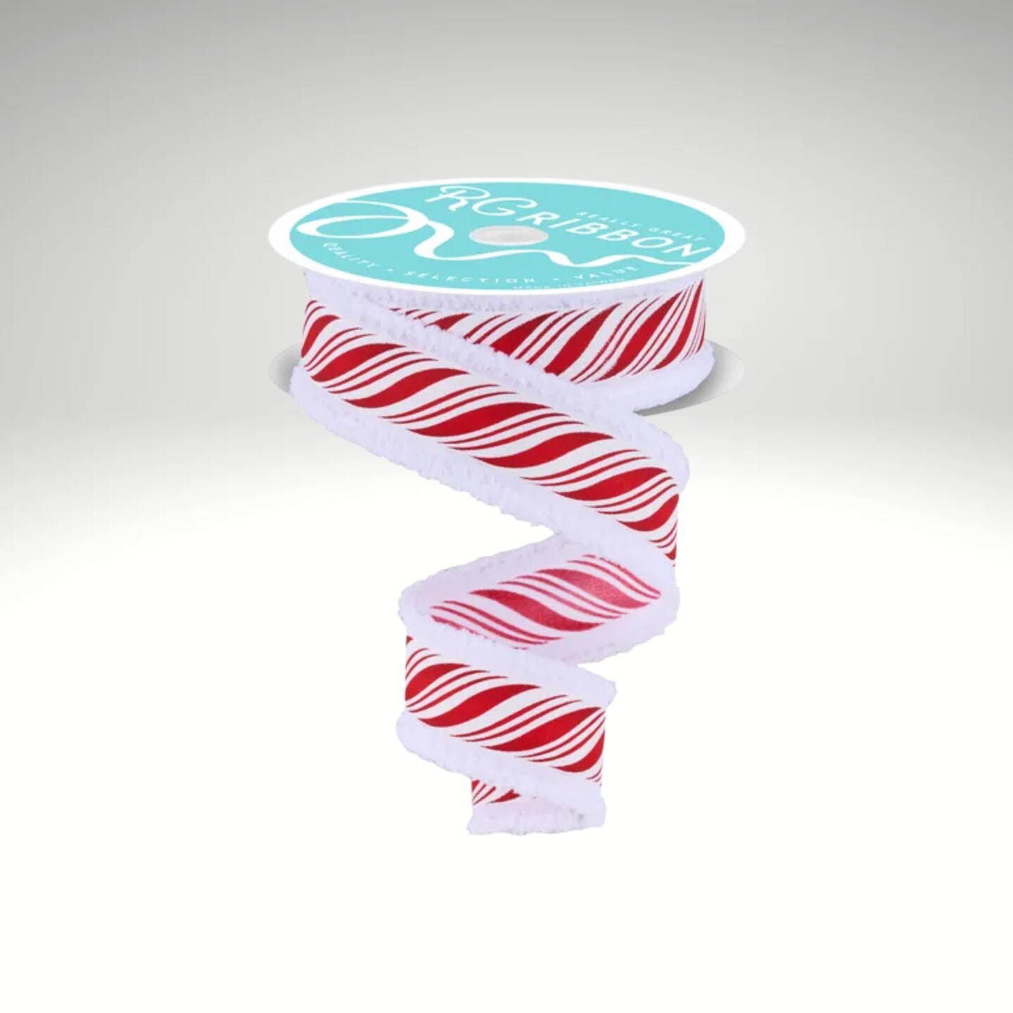 1.5&#x22;x10yd Peppermint Twist Wired Ribbon &#x2013; Red &#x26; White Christmas Ribbon for Bows &#x26; Wreaths-RGC828727