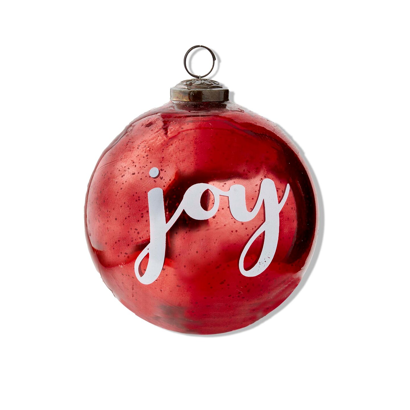 Red Glass Joy Ornament for Christmas Tree 4.7&#x22; x 4.7&#x22; x 4.7&#x22; Dust Clean Decorative Holiday Ornament