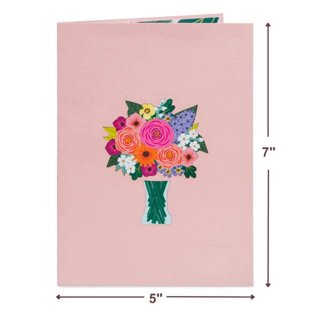 Paper Love 3D Floral Arrangement Mothers Day Pop Up Card, Gift for Mothers Day, Birthday, Wedding, Anniversary, Thank You, Get Well, All Occasion - 5" x 7" Cover - Includes Envelope and Note Tag