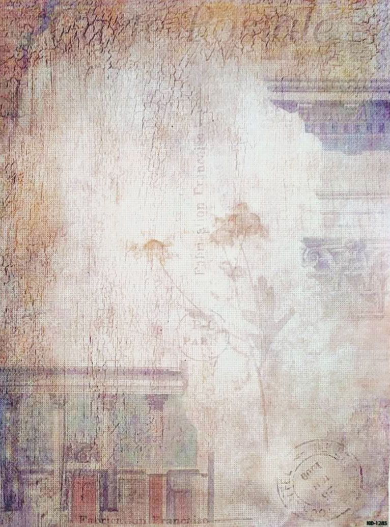 Antique Window Designer Printed AIDA Fabric. Canvas for embroidery with an applied background KF-1285A