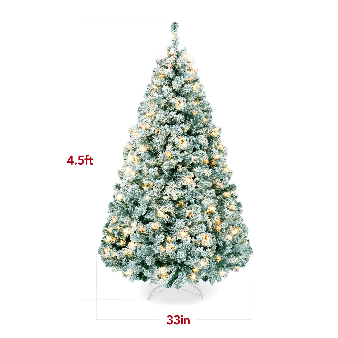 Best Choice Products Pre-Lit Sage Green Christmas Pine Tree w/ Flocked Branches, Warm-White Lights