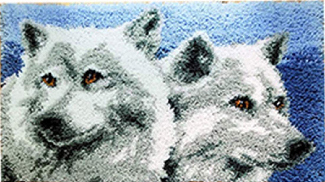 20" X 15" Wolf Latch Hook Kits Rug Making Kits DIY Crafts for Adults/Kids with Printed Canvas Pattern Crochet Kit