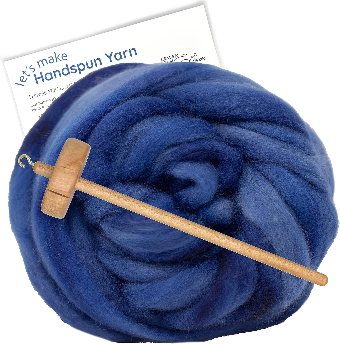 LEARN TO SPIN - Beginner's Spinning Kit with Hand Dyed BFL Roving, Drop Spindle & Printed Instructions w/ Video. Many Colors.