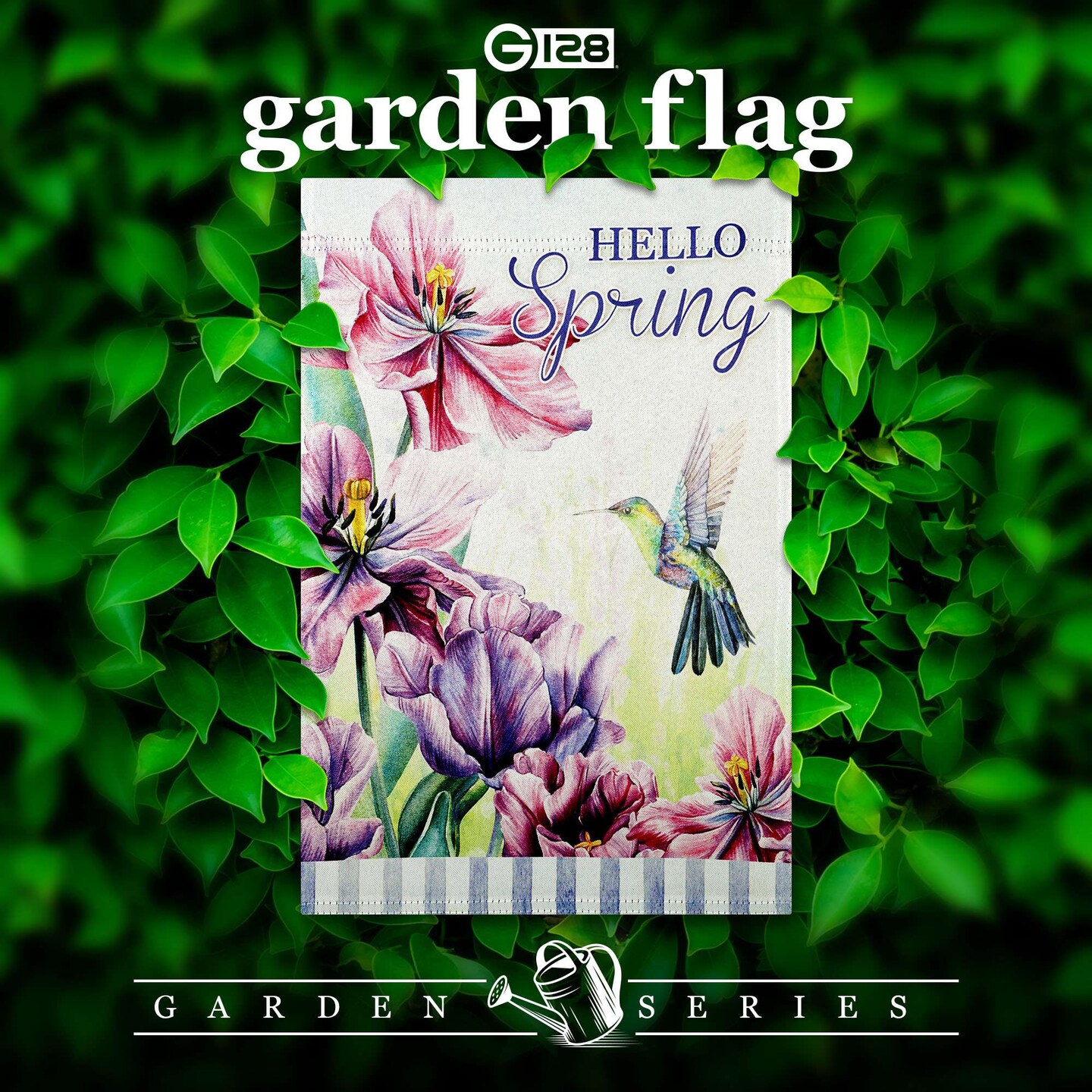 G128 Hello Spring Hummingbird Flowers Garden Flag 12x18 In Double Sided Spring Yard Garden Lawn Decoration