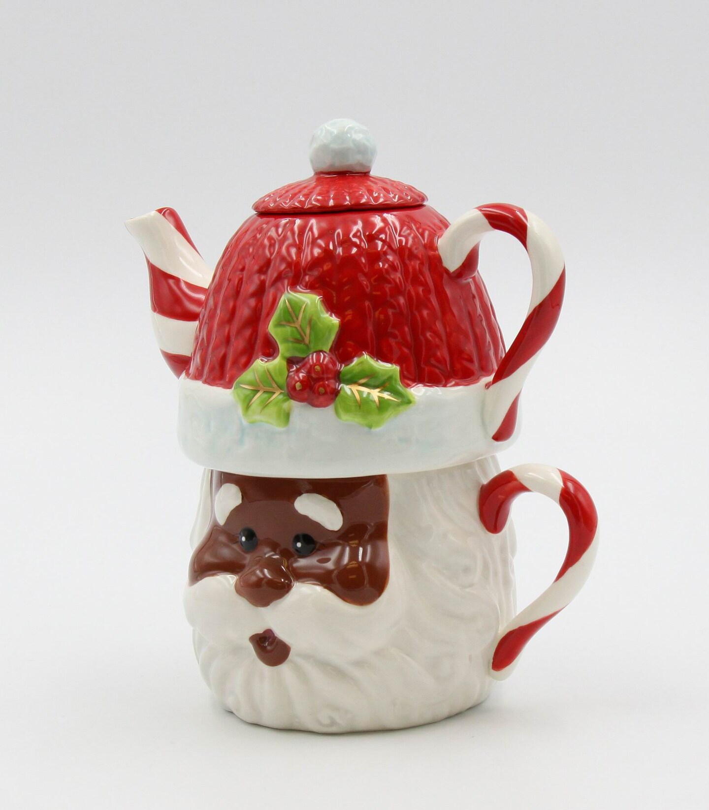 Ceramic African American Christmas Santa Claus Tea For One, Gift for Her, Gift for Mom, Tea Party D&#xE9;cor, Caf&#xE9; D&#xE9;cor, Christmas Decor