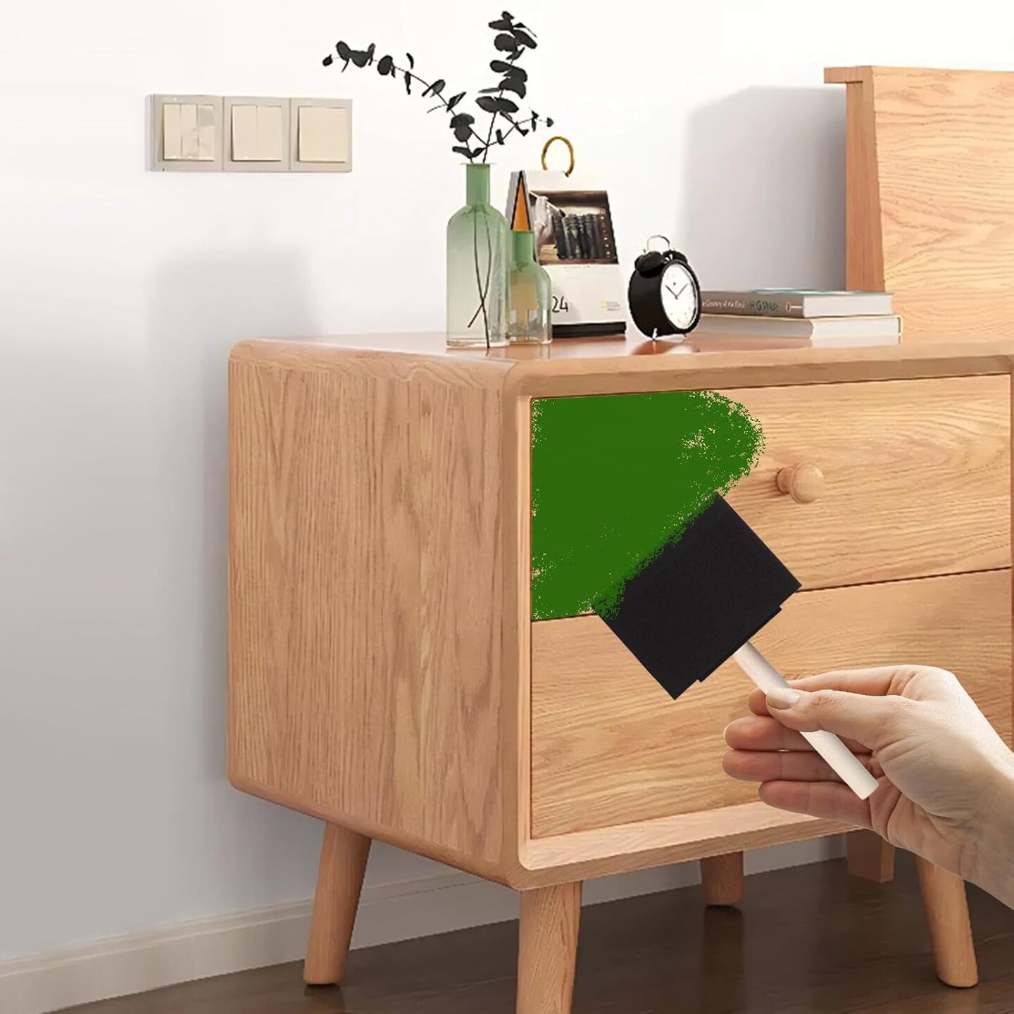 24 Pcs Foam Paint Brushes Set, 1'',2'',3'',4'', Sponge Paint Brush, Wooden Handles Foam Brush for Painting, Craft, Staining, Varnish, Touch Up, Art, Acrylics