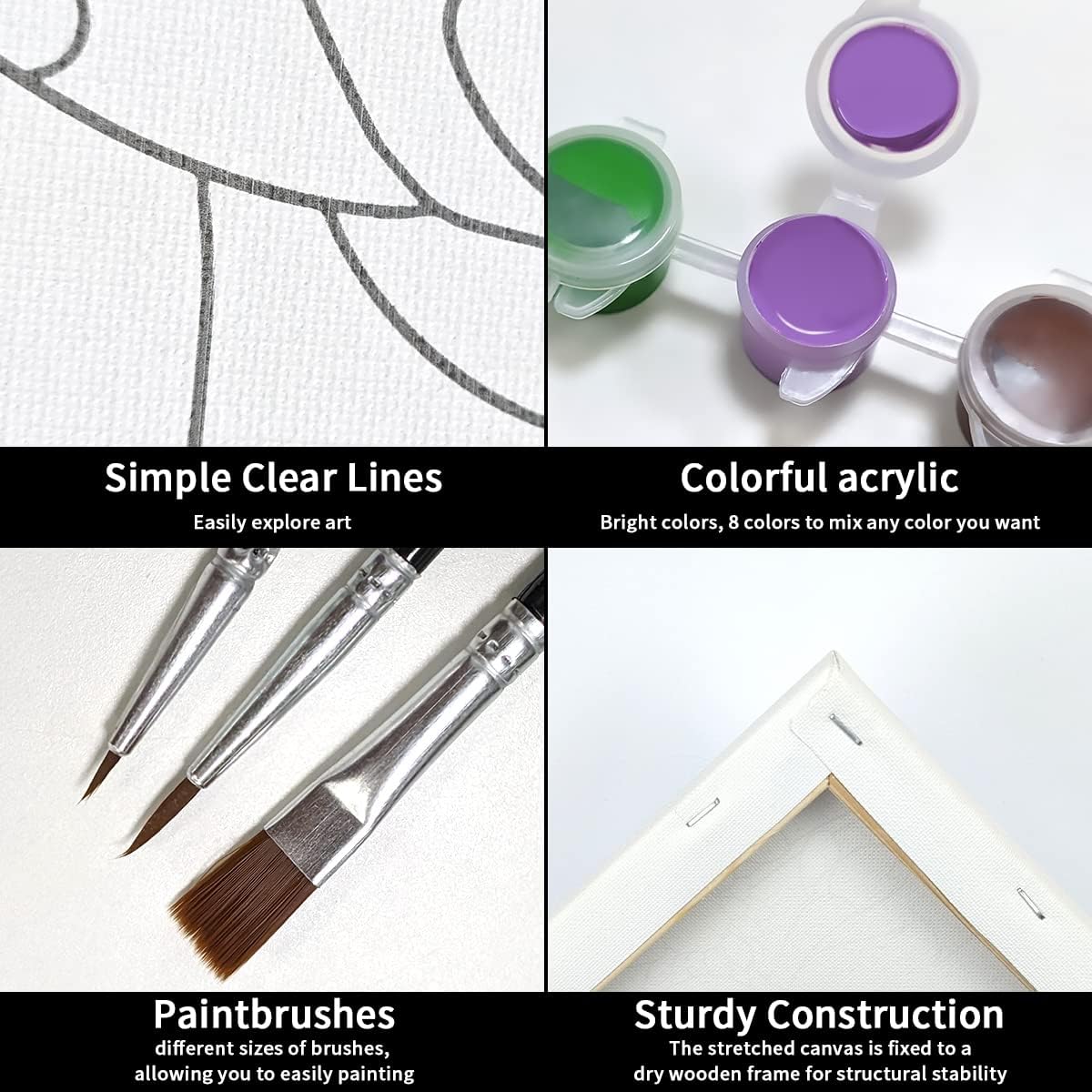 Painting Kit Pre Drawn Canvas for Painting for Adult Party Kits Paint and Sip Supplies 8x10 in Canvas Butterfly Girl 8 Acrylic Colors,3 Brush,1 Pallet Paint Art Set