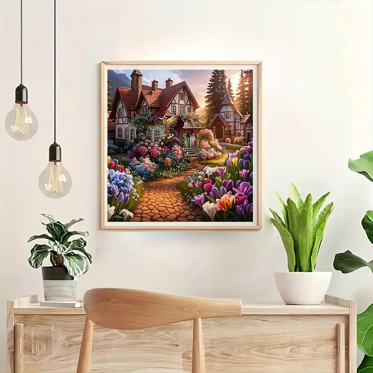 5D Diamond Painting Kit for Adults Beginners,DIY House Flower Paint by Diamond Art Kits,Suitability Friends Full Round Drill Diamonds Dots Gem Art