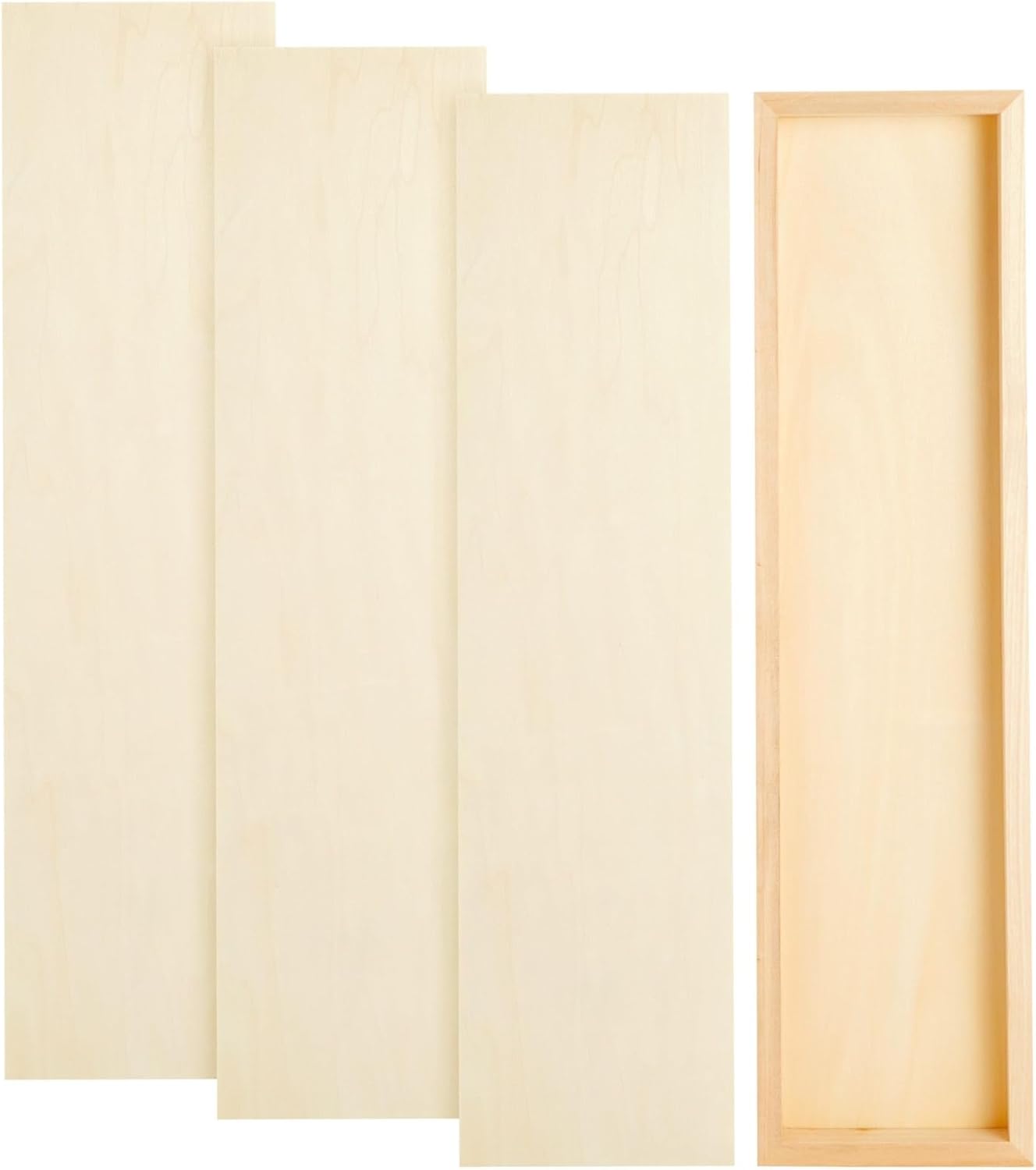 Unfinished Wood Panels for Painting, DIY, Arts and Crafts, Deep Cradle Boards, 6x23 Inch Wood Canvas, Blank Wooden Sign for Wall, Home, Office, School, 0.84 in Thick - Pack of 4