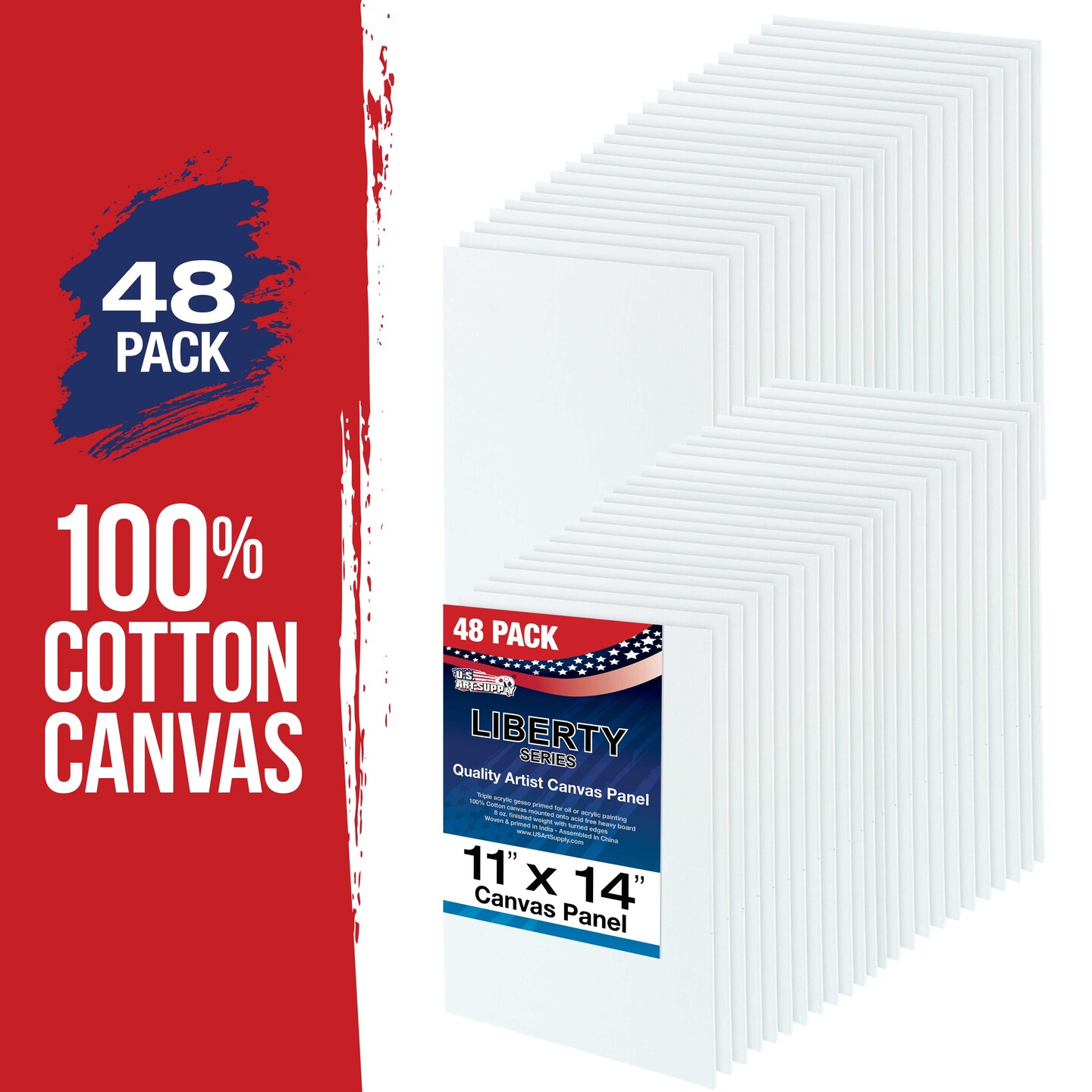 11&#x22; x 14&#x22; Professional Artist Quality Acid Free Canvas Panel Boards for Painting 48-Pack
