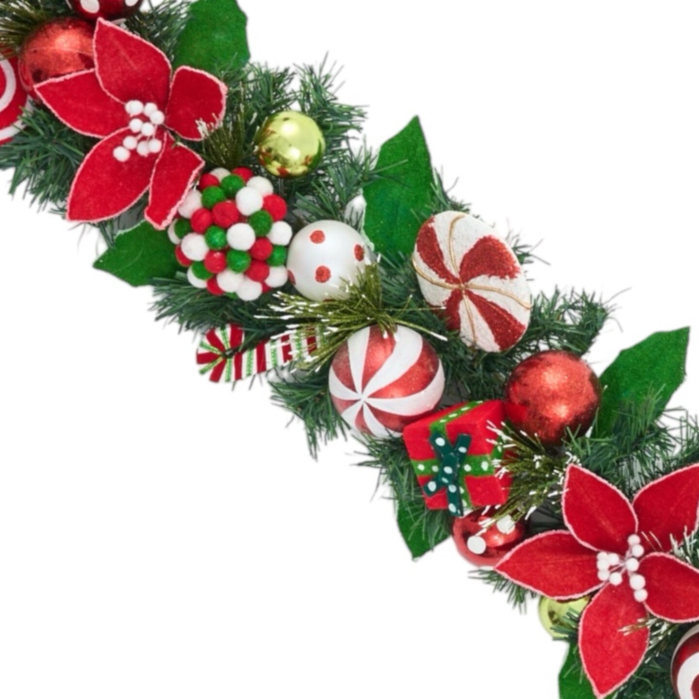 Christmas Peppermint Garland, Red and Green Christmas Garland - Holiday Tree