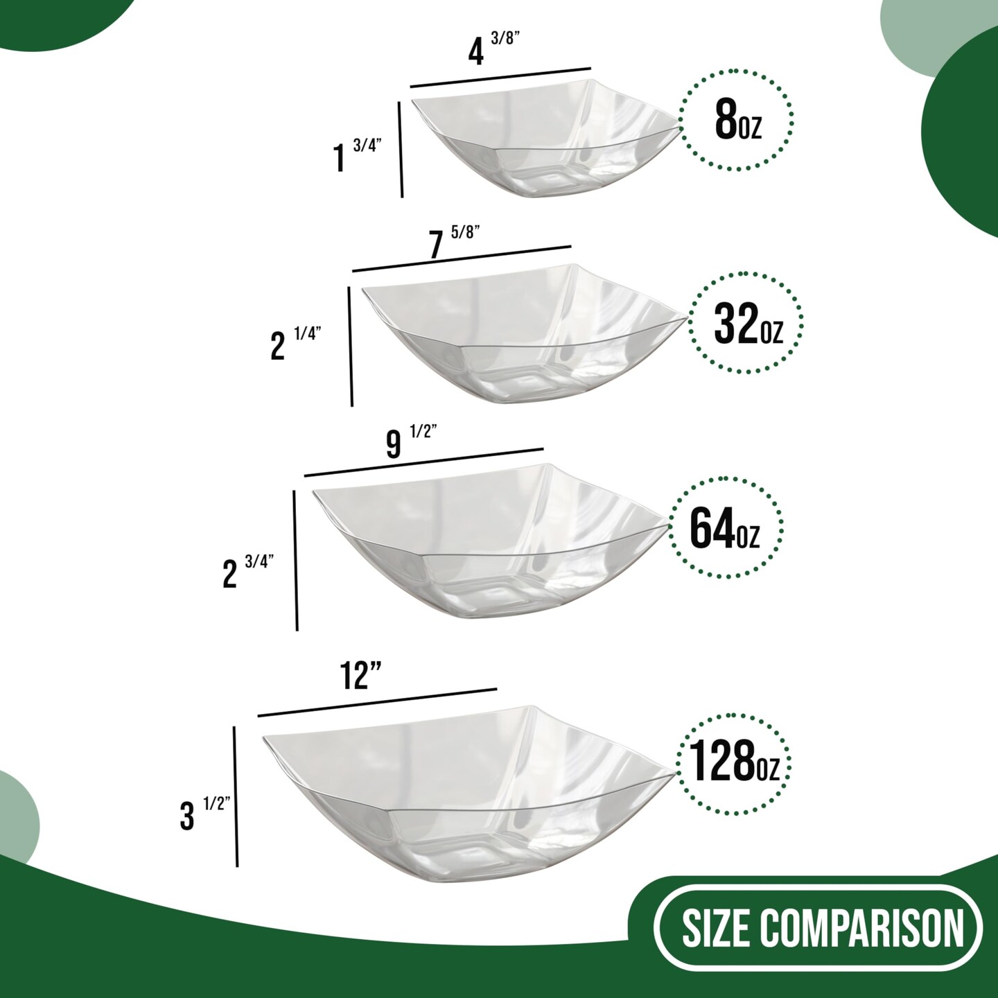 Exquisite Disposable Plastic Serving Bowls - for Parties, Salad Bar, Buffet, Candy - Bowl Set