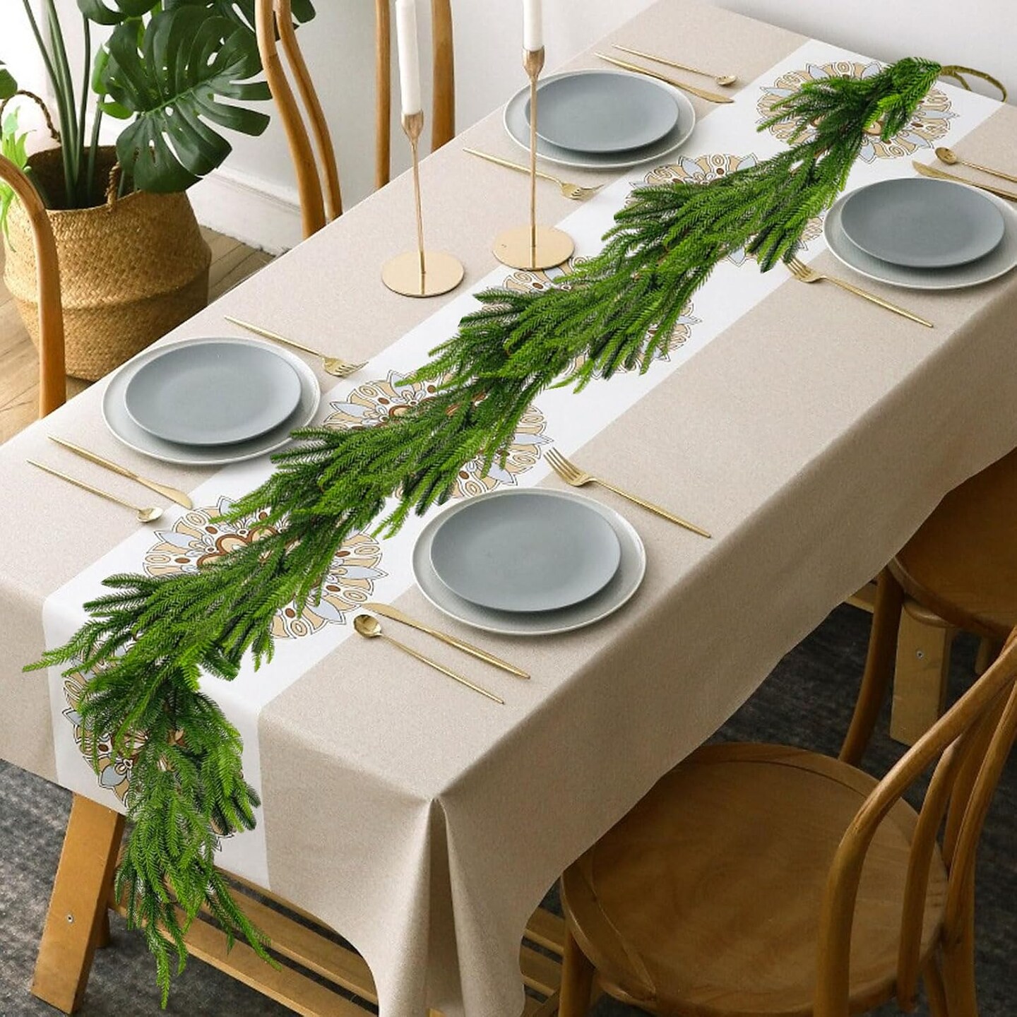 1PC 6FT Artificial Real Touch Winter Pine Garland