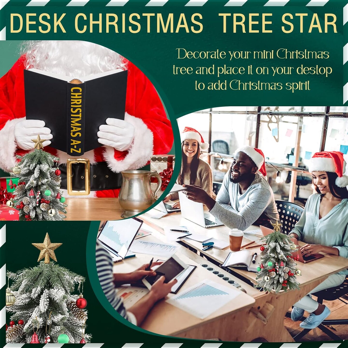 Mini Christmas Tree Topper Small Star Treetop (2.36 Inch,Glitter Gold)