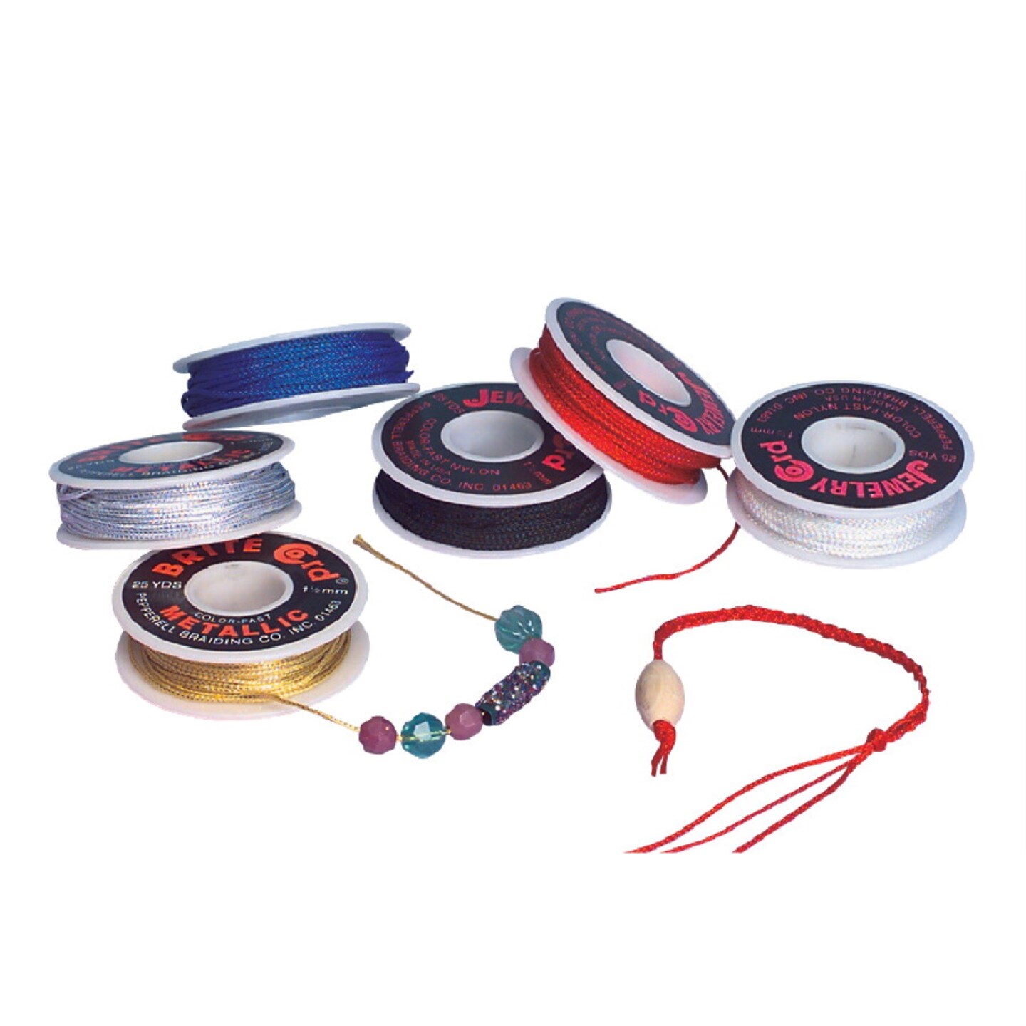 Pepperell Braiding Jewelry Cord, Assorted Colors, Set of 6