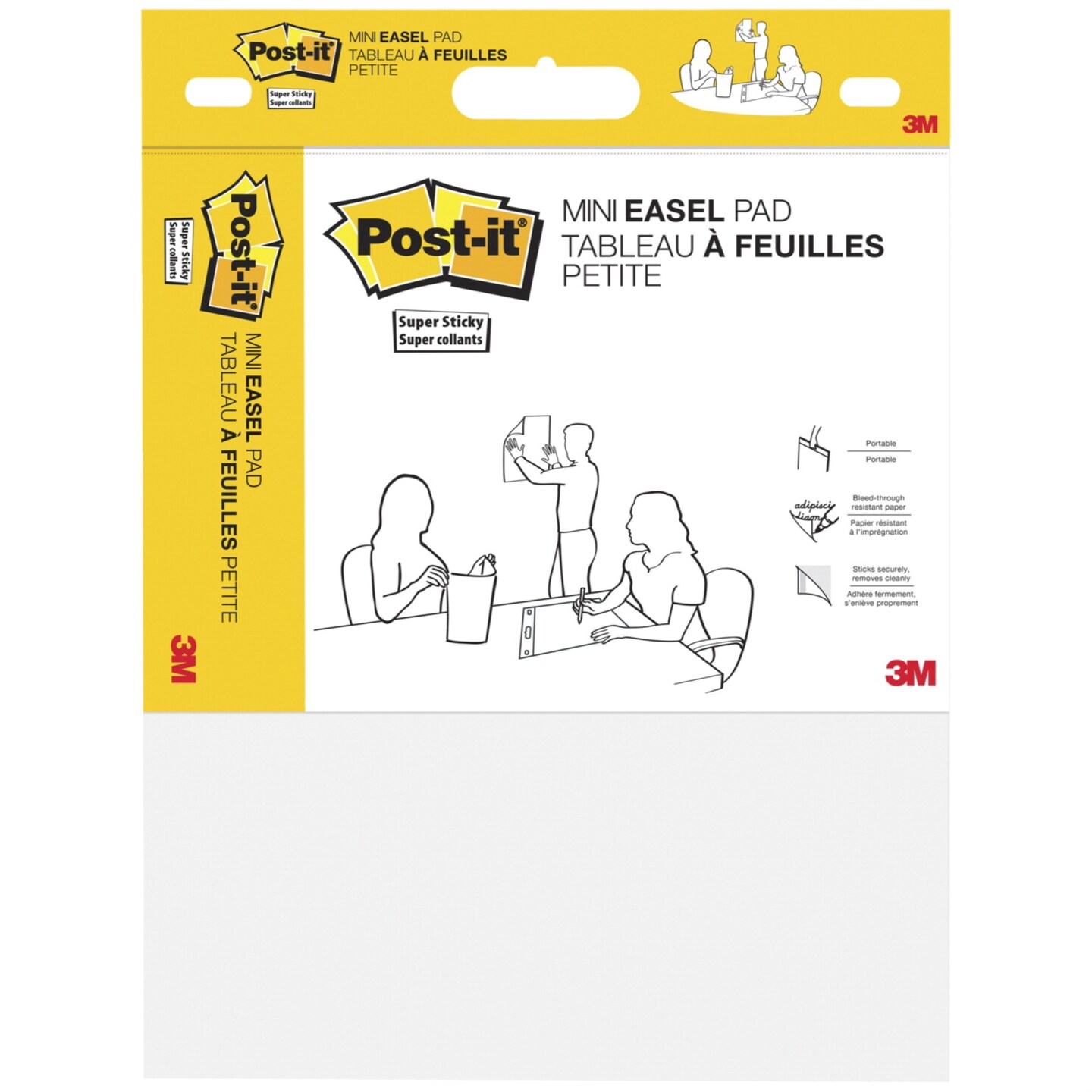 Post-It Mini Self-Stick Easel Pad, Ruled, 15 x 18 Inches, White, 20 Sheets