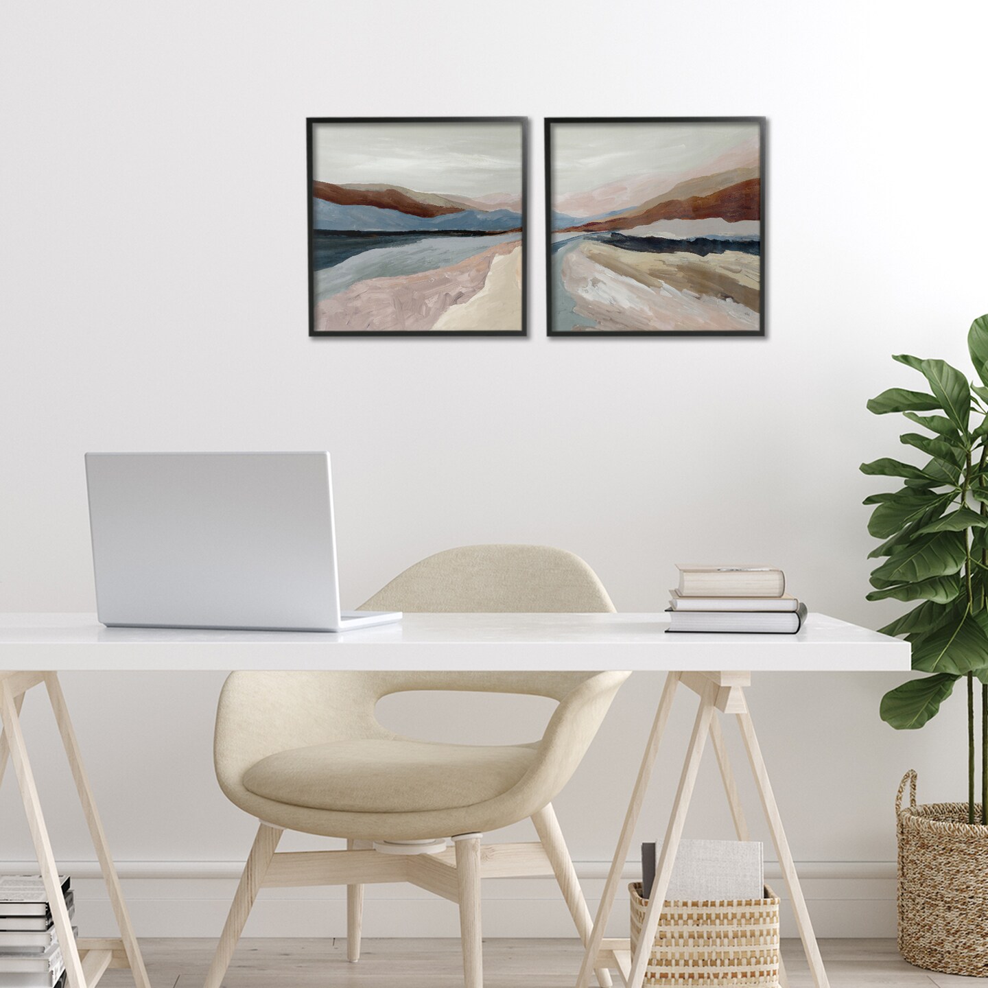 Stupell Industries Neutral Harmonious Landscapes 2pc Framed Giclee Set, design by Jacob Q