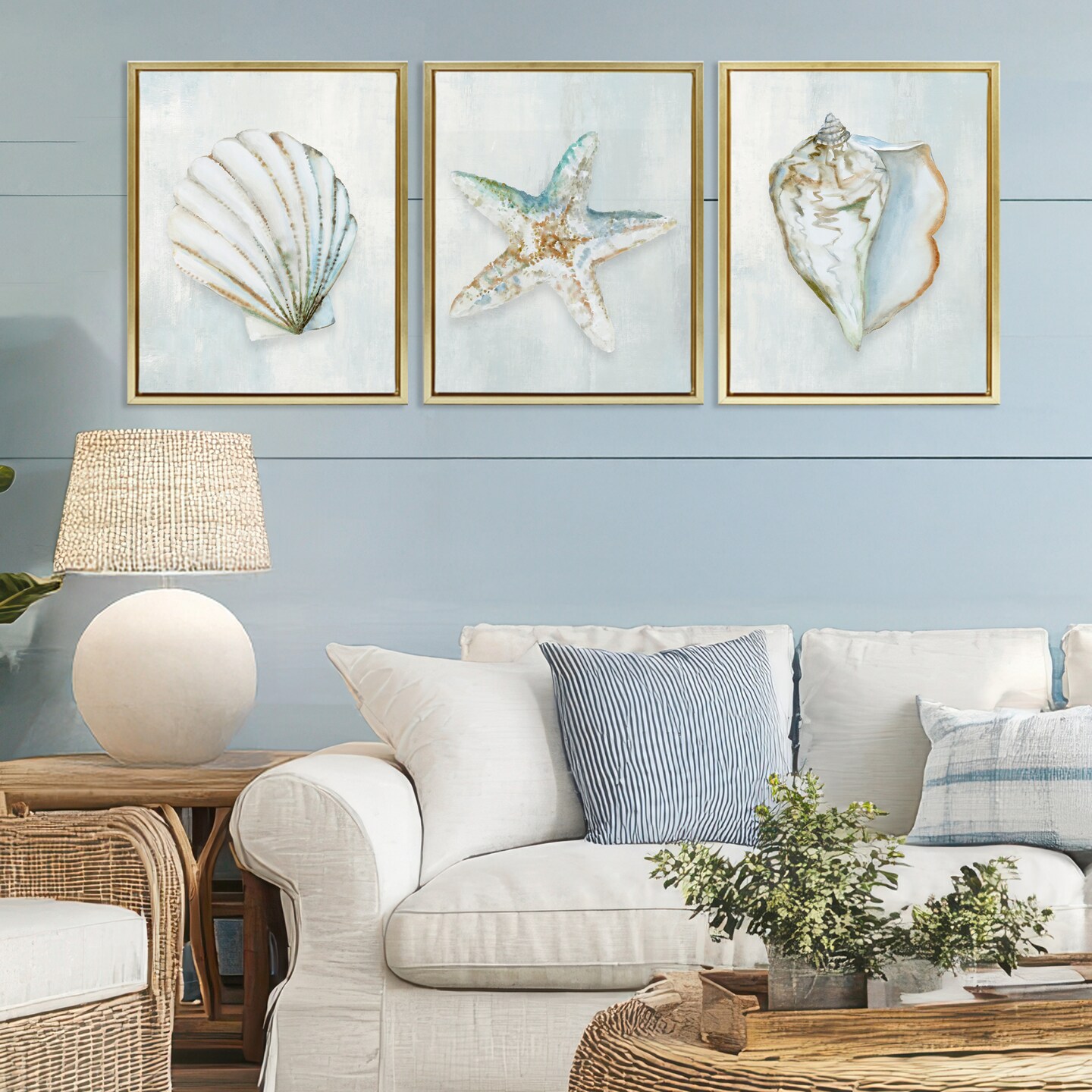 Stupell Industries Muted Sea Life Serenity 3pc Floating Frame Set, design by Hannah Dawson