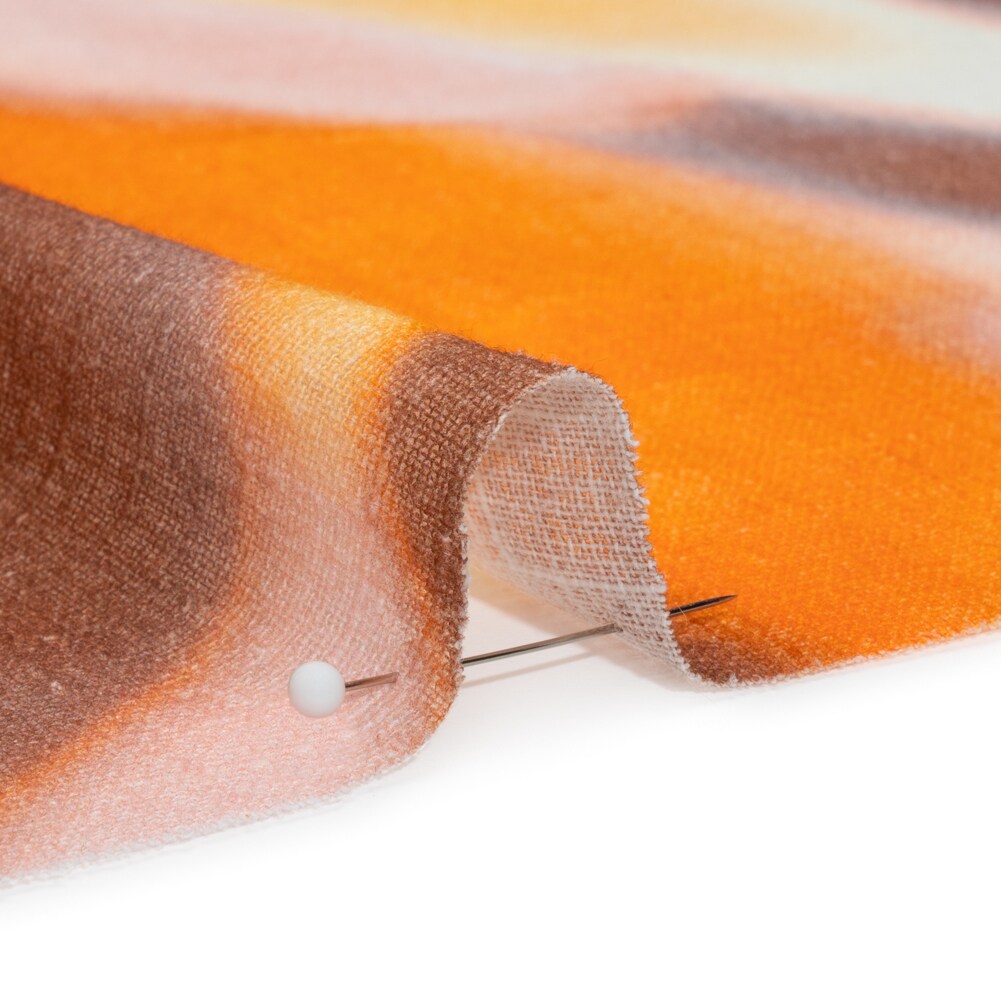 1 Yard Orange, Pink and Brown Hazy Abstract Cotton Gauze Fabric 57 inch Width