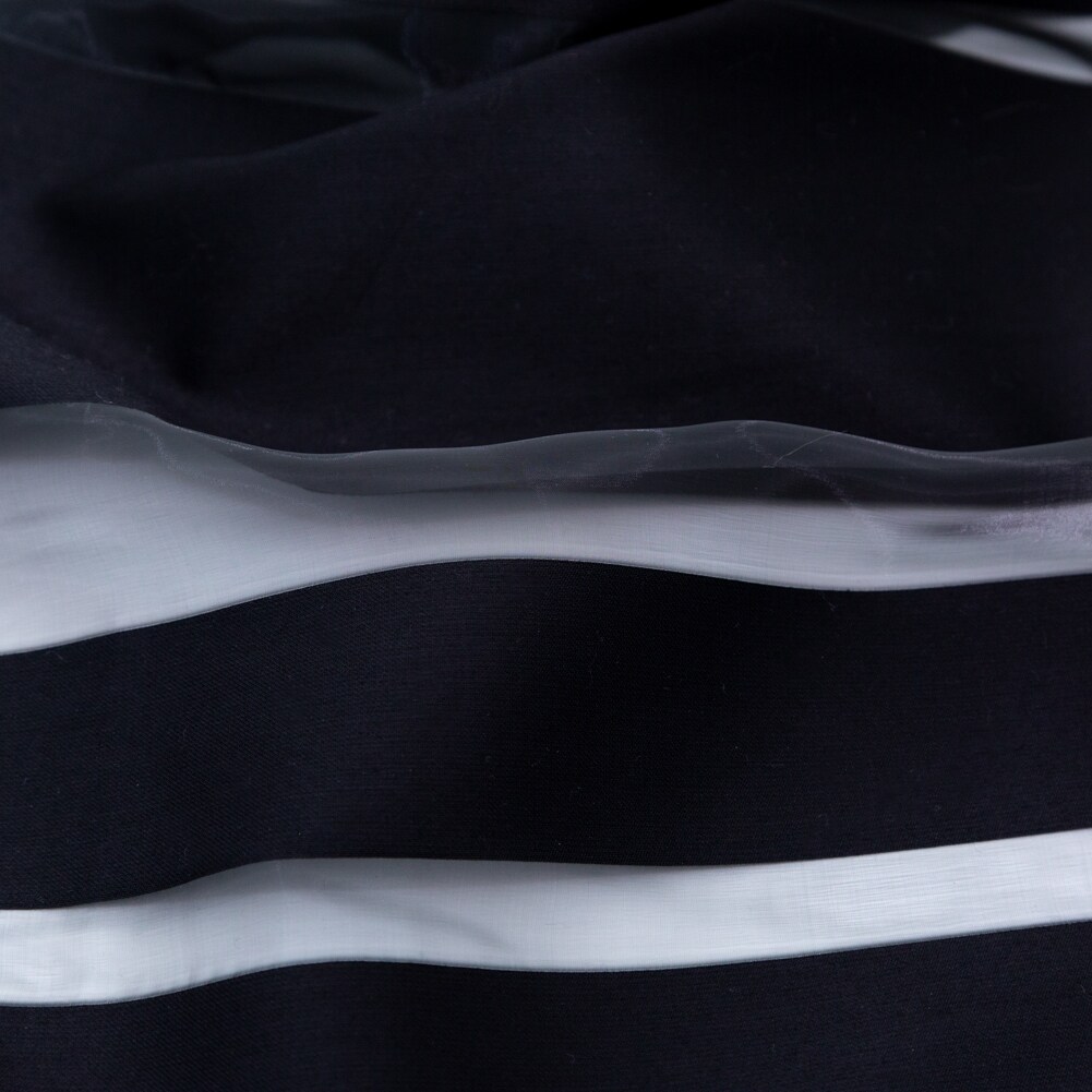 1 Yard Italian Black Cotton Awning Striped Polyester Organza Fabric
