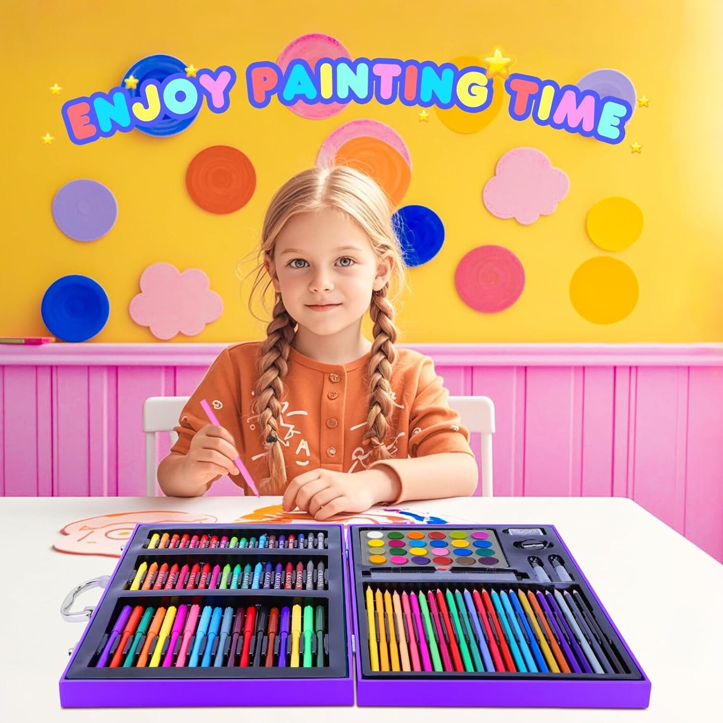 Art Supplies Kit for Kids Ages 4-12(Purple Unicorn)